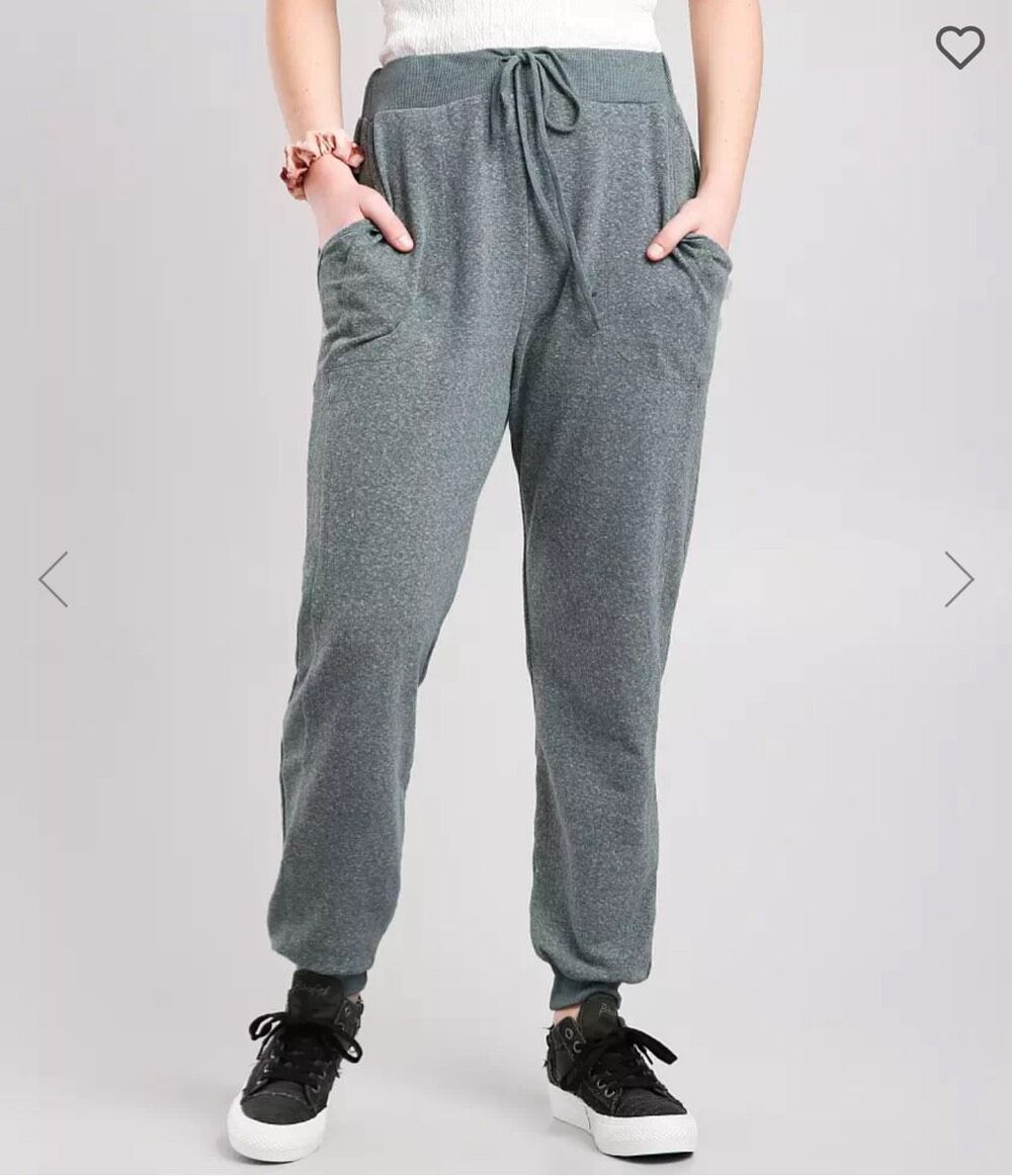 BKE Buckle Women’s Heather Jogger Sweatpants Green Large Drawstring NEW